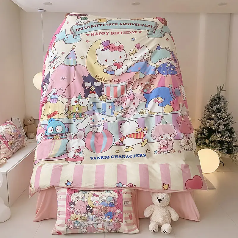 

Sanrio Cinnamoroll молочный бархатный Постельный набор из 4 предметов зимние теплые флисовые простыни стеганое одеяло наволочки студенческие спальные принадлежности 3 шт.