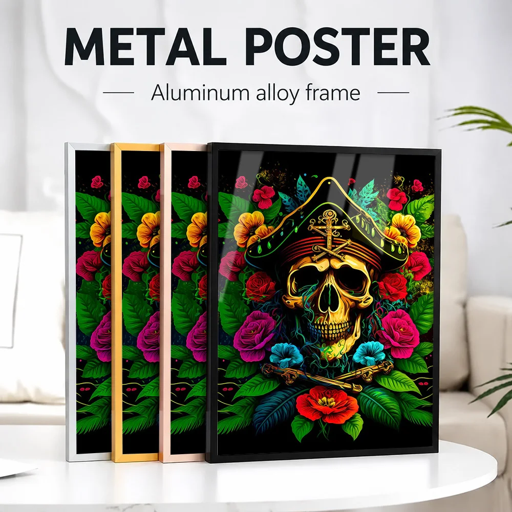 Fantasy Skull Metal Poster With Aluminum Alloy Frame Personalized Photo Dramatic Legend Style Wall Art For Bedroom Reader Gift