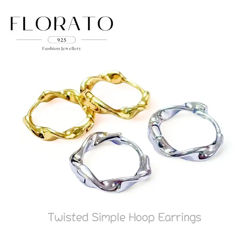 

925 Sterling Silver Neddles Twisted Glossy Simple Hoop Earrings Retro Minimalism Hot Selling Earrings Fashion Party Accessories
