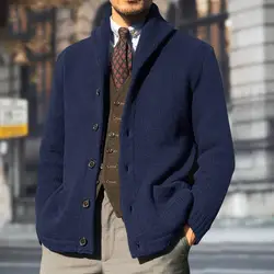 Elegante a prueba de viento engrosado tacto de piel Otoño Invierno Casual Color puro tejido Cardigan abrigo tejido resistente al frío