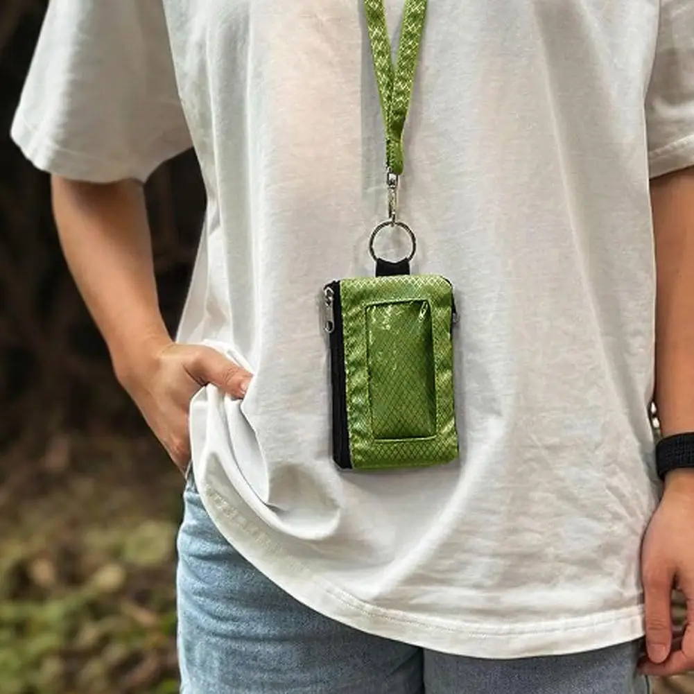 Cartera delgada con bloqueo para mujeres y hombres, tarjetero minimalista resistente al agua con cremallera, llavero de viaje, funda con insignia con cordón, antirrobo