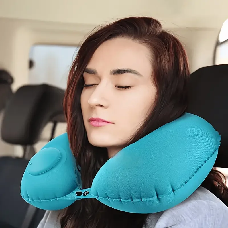 

Inflatable Travel Neck Pillow for Airplane Train Car Washable Pillowcase U Shaped Office Napping Pillow