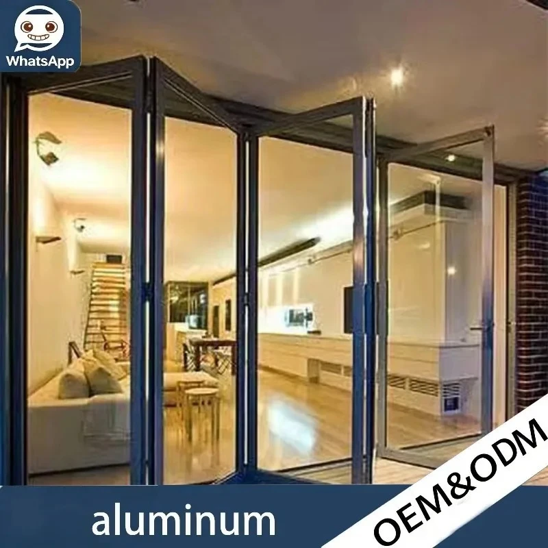 Modern Weatherproof Aluminum Bifold Glass Doors Windows Sound Insulated Foldable Access Door For Bedroom Exterior Entrance