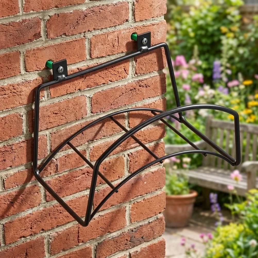 Garden Hose Hanger Wall Mount for Neat Yard and Garage Storage - Strong Steel Hose Holder Supporting Various Hose Types
