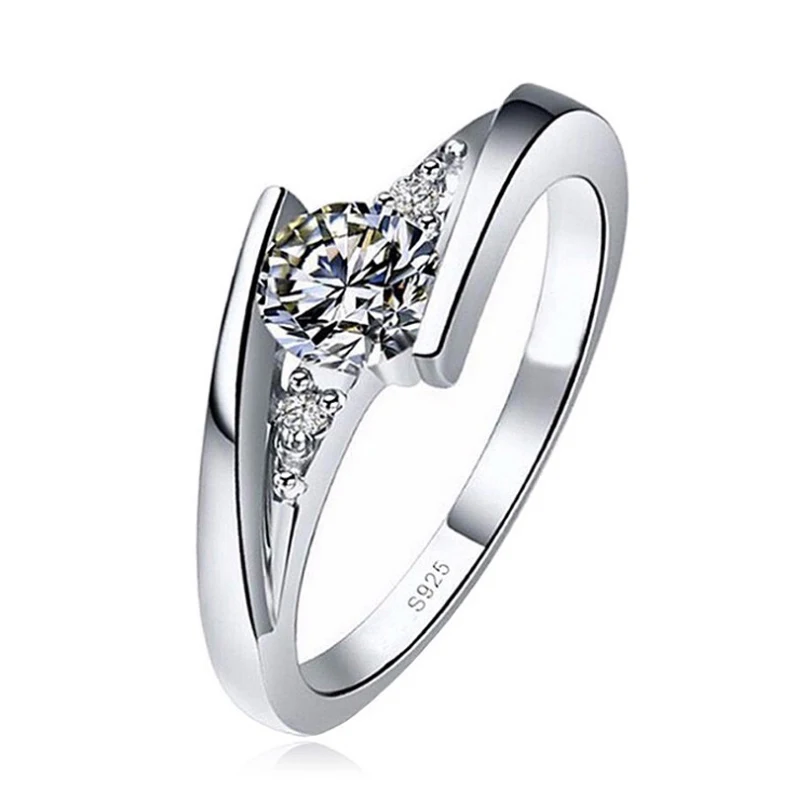 White Gold Color Tibetan Silver Couple Wedding Rings For Woman Men 0.5 Carat Zircon Diamant Ring Fashion Engaged Promise Jewelry