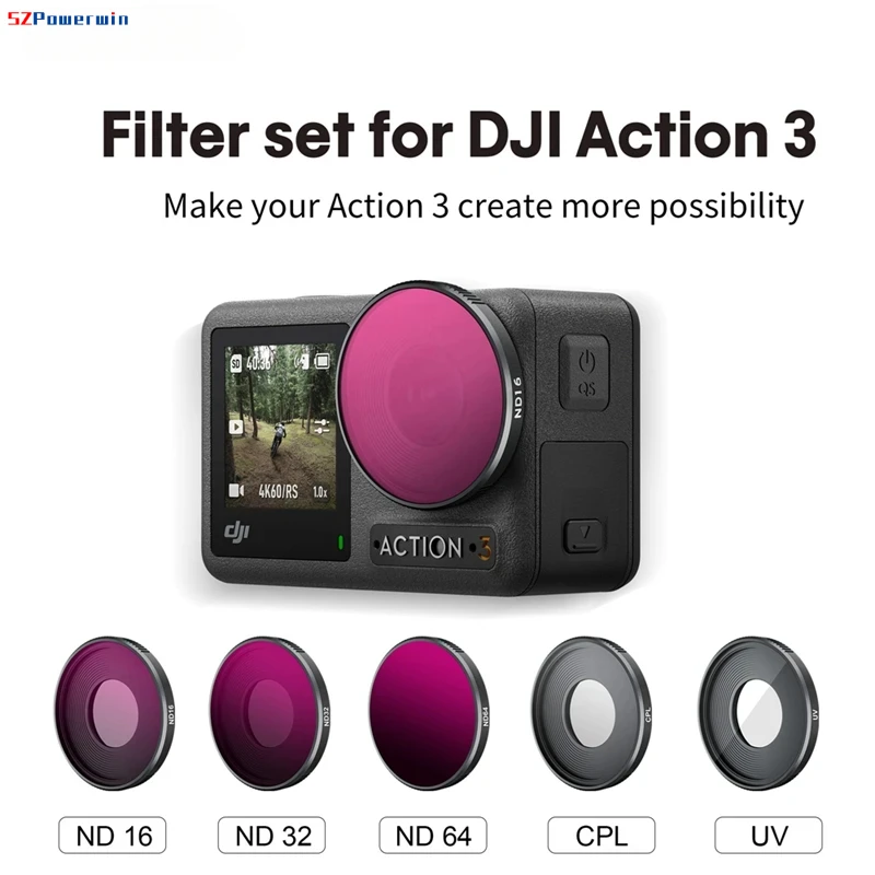 Camera Lens Filter for Action 3 UV Polarizer Filter Kit for DJI Osmo Action 3 Accessories Anti Scratching