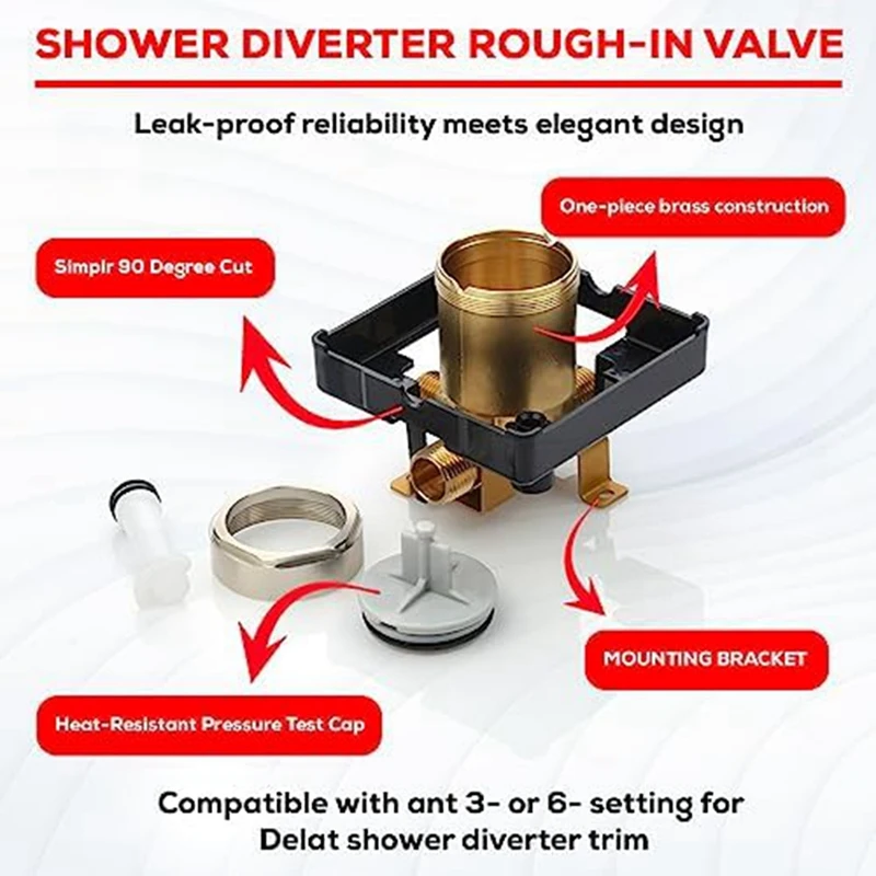 R10000 UNBX Shower Valve Body For Shower Faucet Decoration Kit Bathroom Concealed Valve Diverter 1 PCS Copper