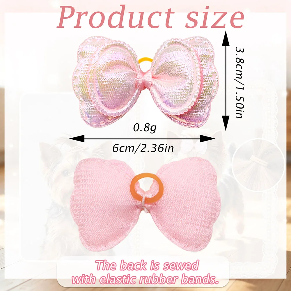 10/20/30PC Sparkly Pastel Sequin Dog Bow Dog Hair Bowknots Cute Shiny Pet Hair Elastics For Small Dogs Cats Grooming Accessories
