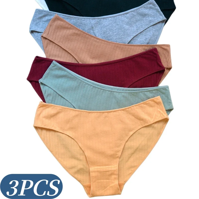 3Pcs/Set Women Panties Low Waist Briefs Women Cotton Panty Female Underpants Comfort Underwear Sexy Lingerie M-XL