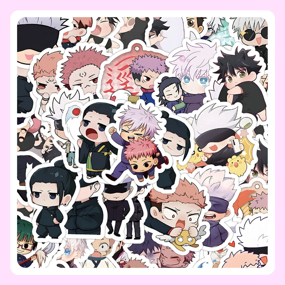 Zestaw 51-73 szt. Jujutsu Kaisen Anime Itadori Yuji Gojo Satoru Geto Suguru Figurki Śliczne Kreskówkowe Naklejki DIY Prezent dla Fanów