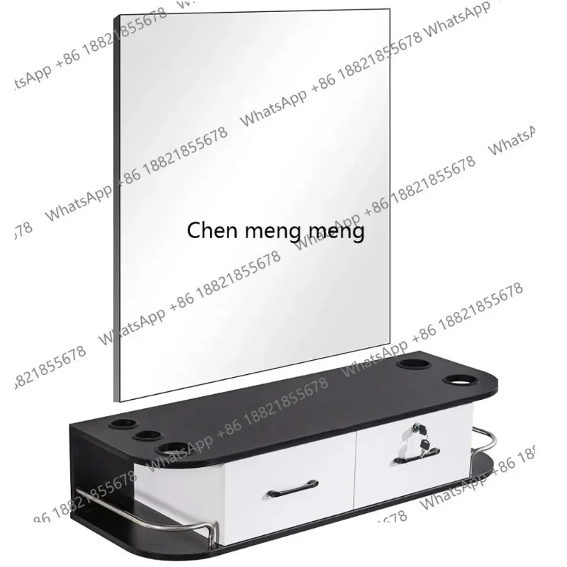 Hot sales Locker Haircut Mirror Counter Black and White Cosmetologist Haircut Mirror Counter Makeup Mirror Barber Shop Storage C