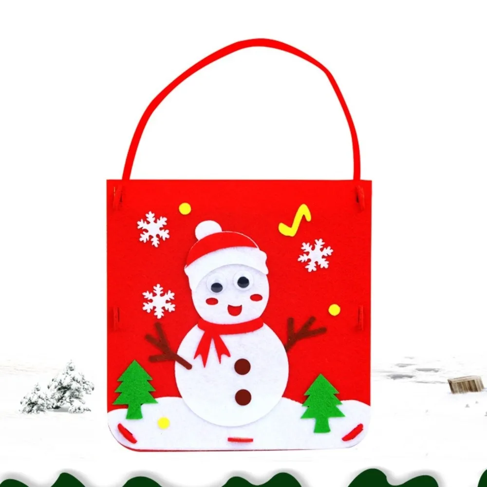Non-woven Fabric DIY Xmas Candy Bag Snowman Santa Claus Christmas Bag Toy Handmade Christmas Tree Portable Elk Handbag