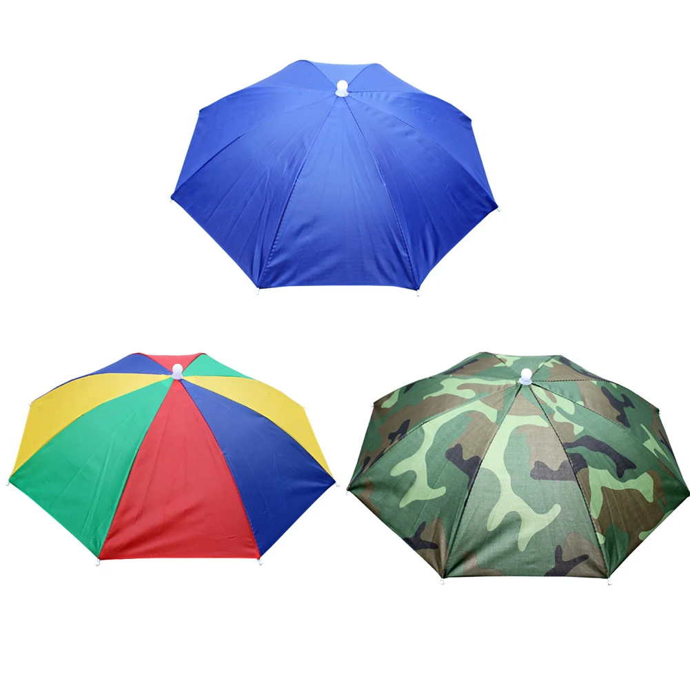 Foldable Head Anti-UV Outdoor Umbrella Hat Anti-Rain Fishing Caps Portable Travel Hiking Beach Fish Tackle Rain Gear