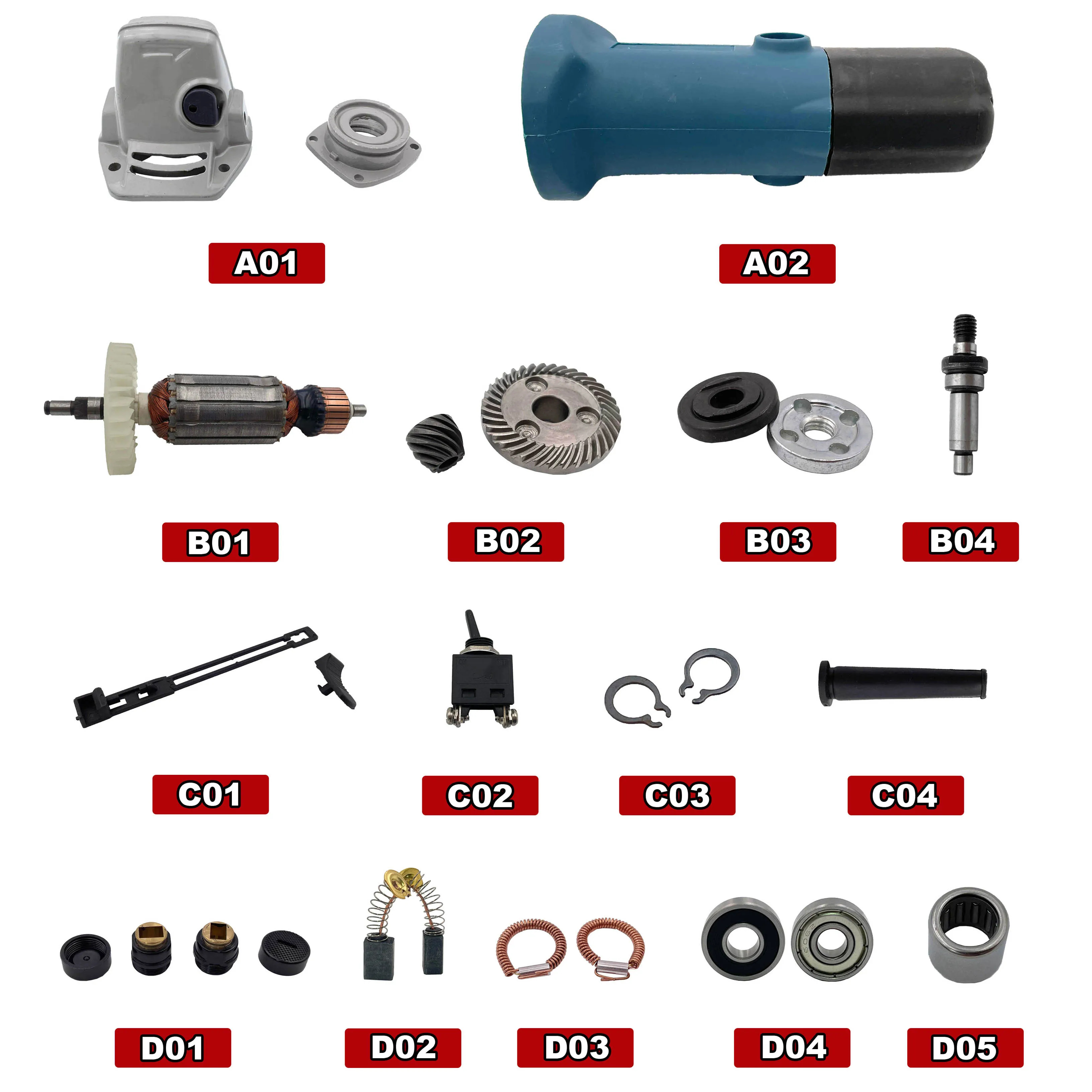 แปรงคาร์บอนอะไหล่ทดแทนสำหรับ Makita เครื่องบดมุม9523NB D02