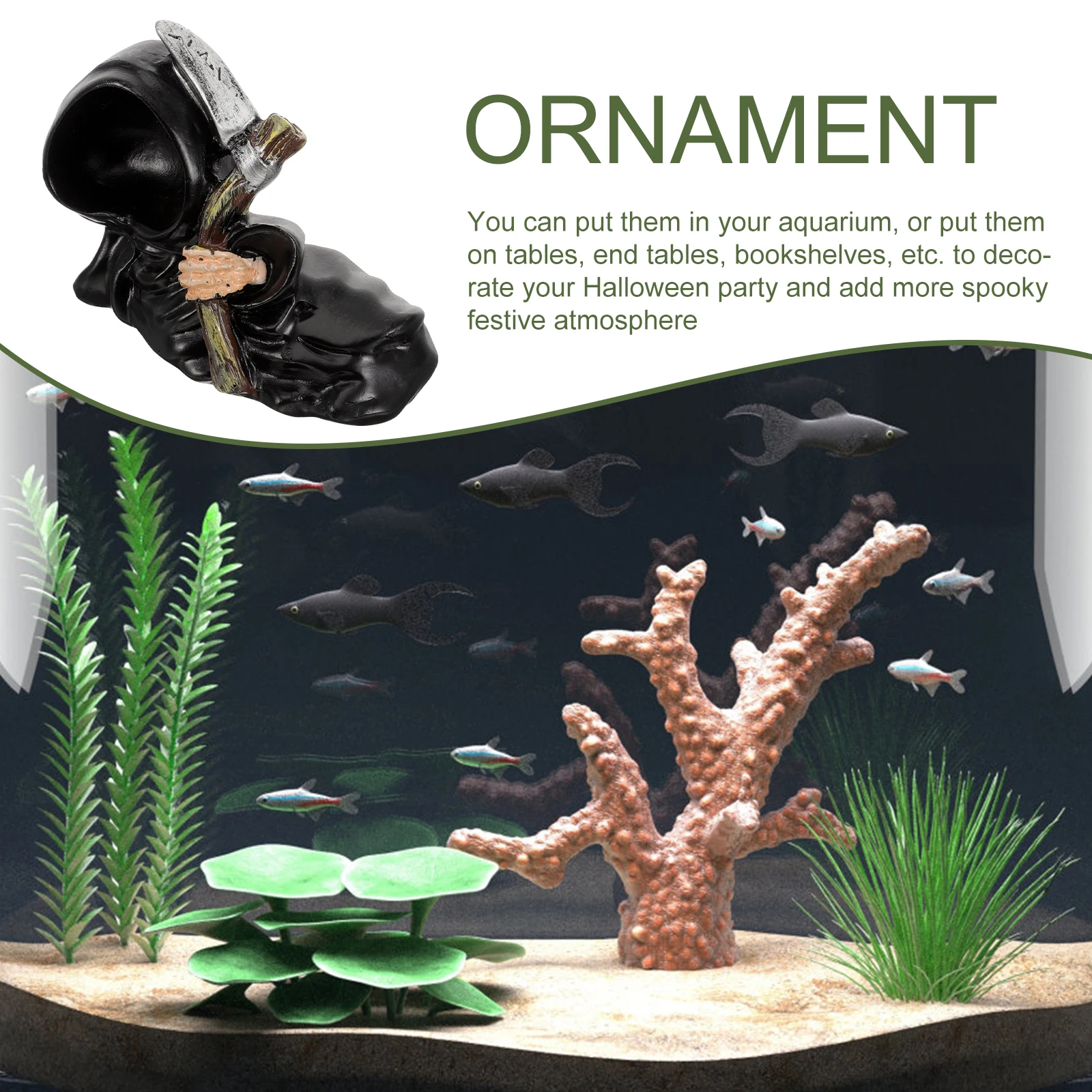 

Halloween Ghost Decor Resin Ornament Fish Tank Decor Desktop Statue Party Supply Garden Miniature Spooky Figure Tea Table