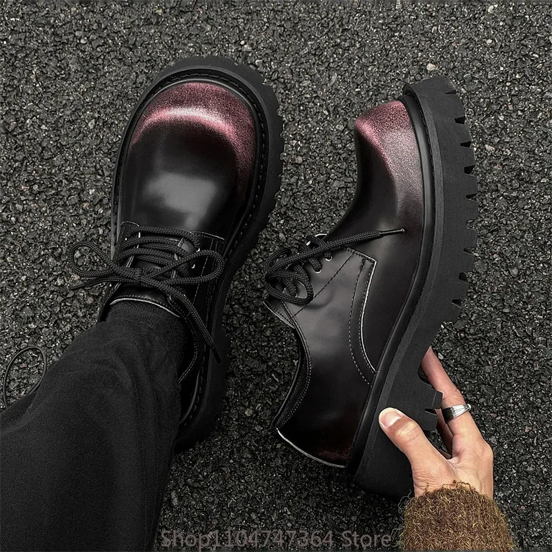 

Мужские кожаные туфли-дерби на толстой подошве для увеличения роста, повседневные, на шнуровке, для офиса и работы, высококачественные, модные