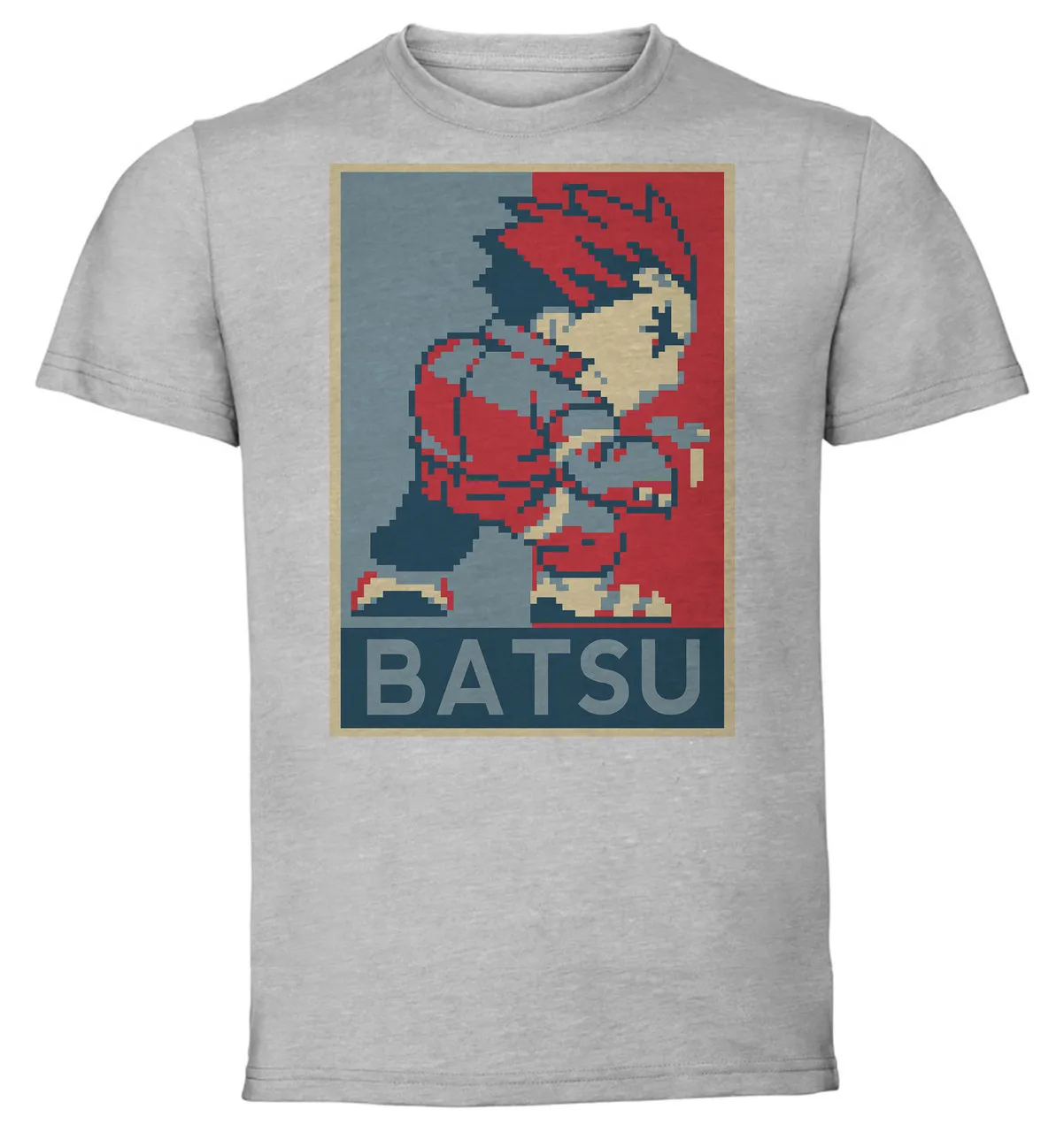 

T-Shirt Unisex Grey Propaganda Pixel Art Rival School Batsu