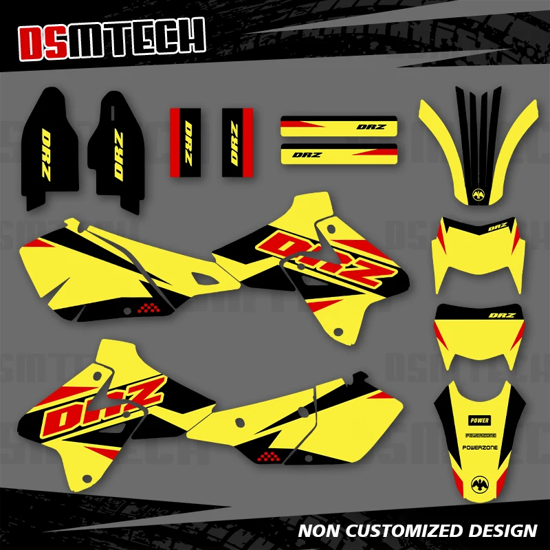 DSMTECH For SUZUKI DRZ400 SM S E DRZ 400 SM S E 2000-2020 Full Graphics Decals Stickers Motorcycle Background Custom Number 005