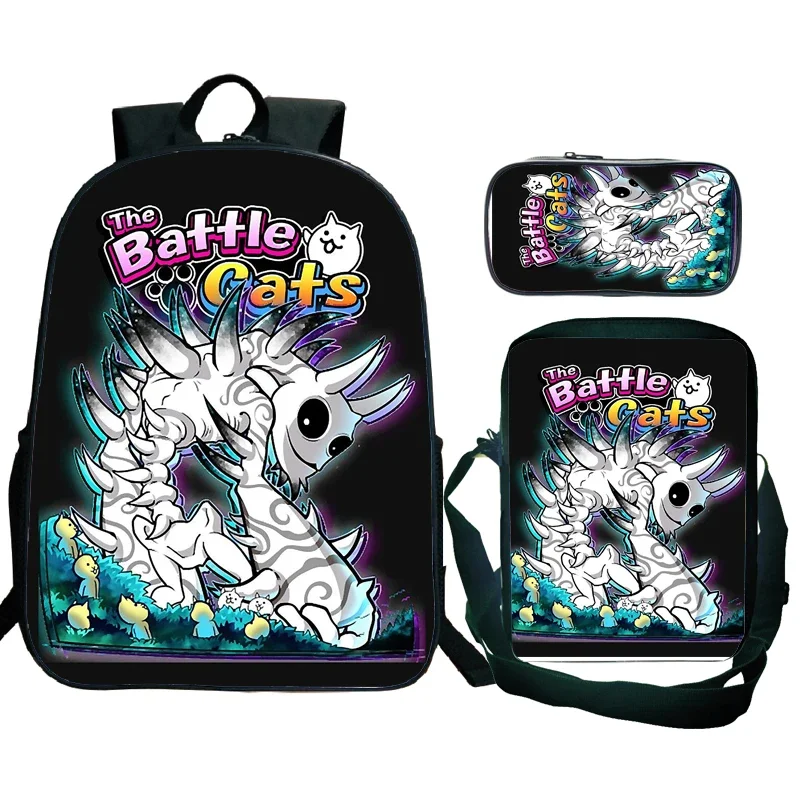 3pc the Battle Cats Backpacks Kids Cartoon Game Anime Students School Bags Boys Girls Children Bookbags Mochila Unisex Knapsack