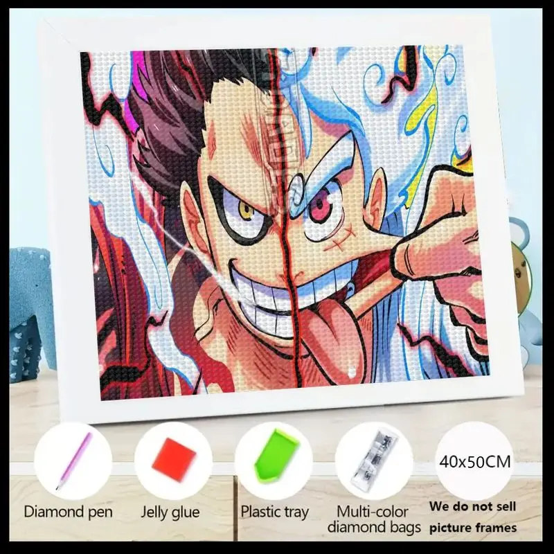 

1 шт. 5D DIY Набор алмазной живописи Полная дрель Обезьяна Д. Луффи One Piece Аниме Шестерня 5 Разделенное лицо Алмазное искусство, Круглый кристалл Rhinesto