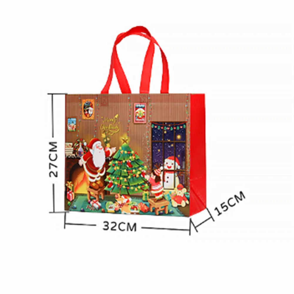 

Рождественский подарочный пакет, праздничная рождественская сумка с ручкой, нетканая большая сумка, водонепроницаемая для рождественского хранения, покупок