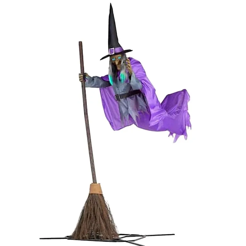 Halloween Hovering Witch Halloween Decoration Witch Hover Broom Witch Purple Outdoor Decoration