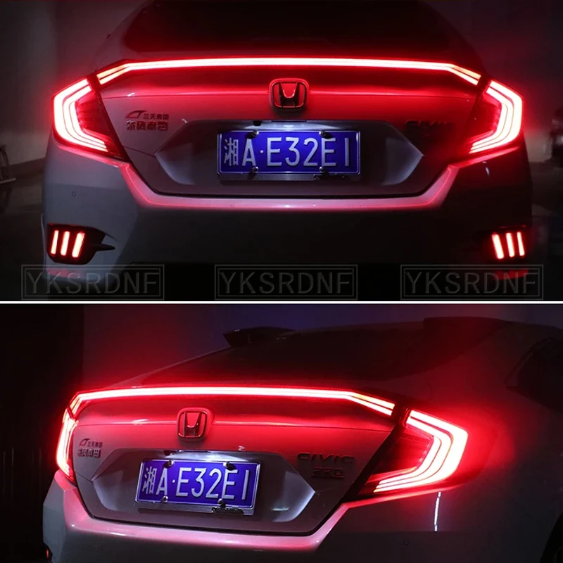 Car Style LED ABS Spoiler With Rear Brake Lamp For Honda for Civic 2016-2017 Tail Light Trunk Led Accessories