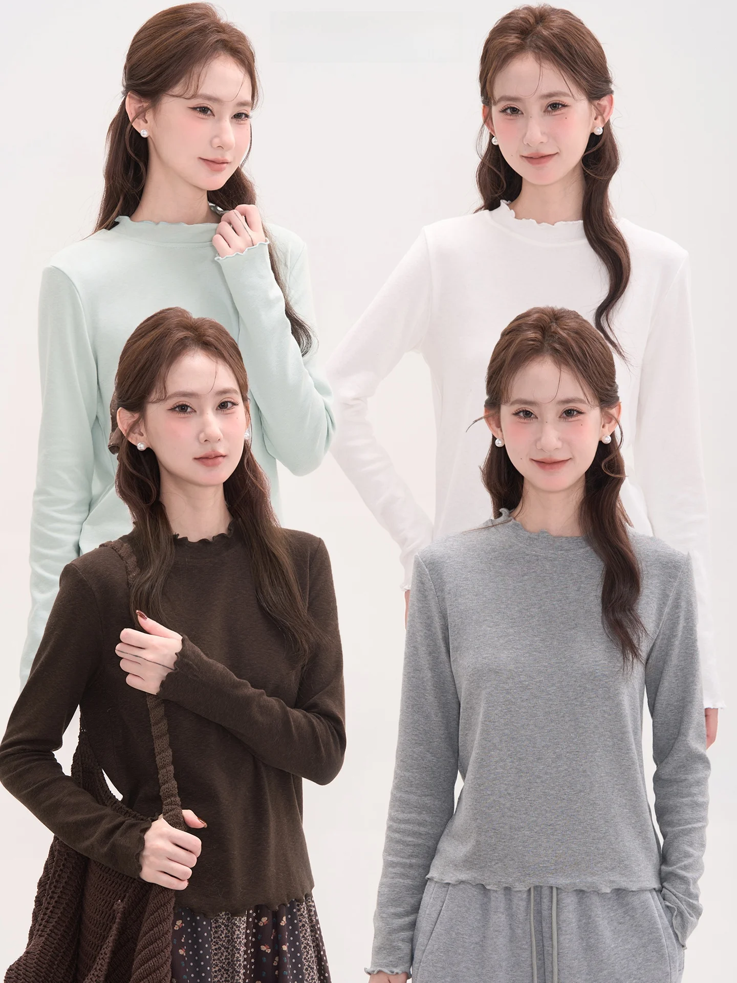 

Женская повседневная футболка с воротником-стойкой и воротником-стойкой с цветочным принтом Heme id Memory Fce Long Sve