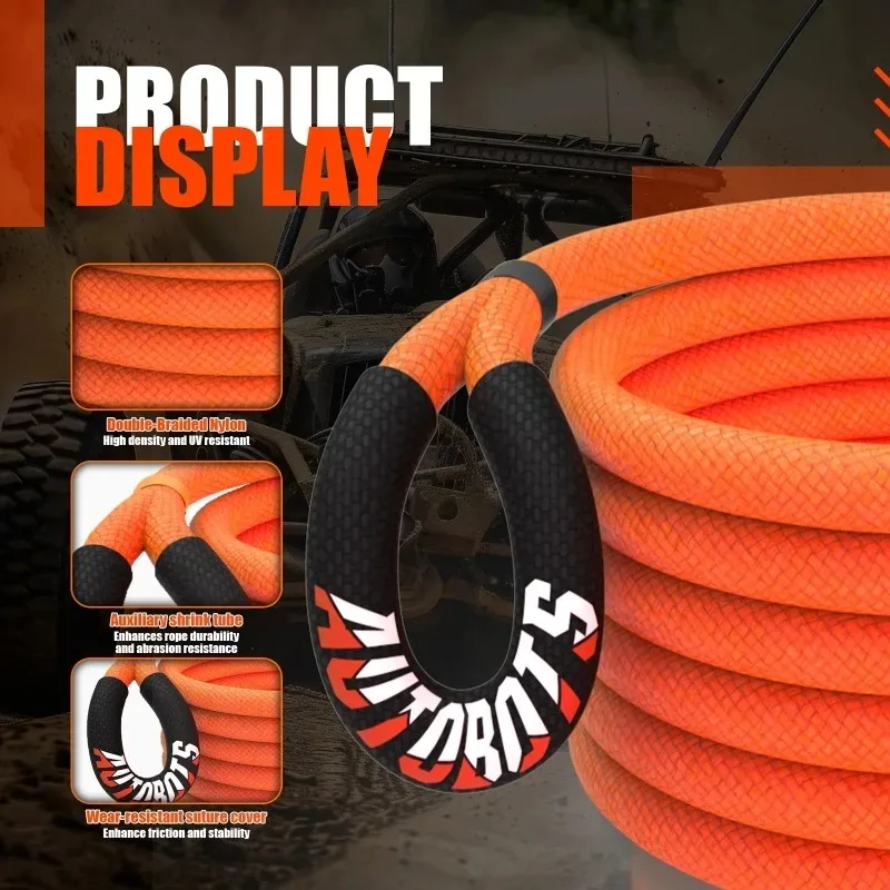 

1"x30ft 4x4 Offroad Kinetic Recovery Tow Rope Heavy Duty Offroad Towing Straps Kit