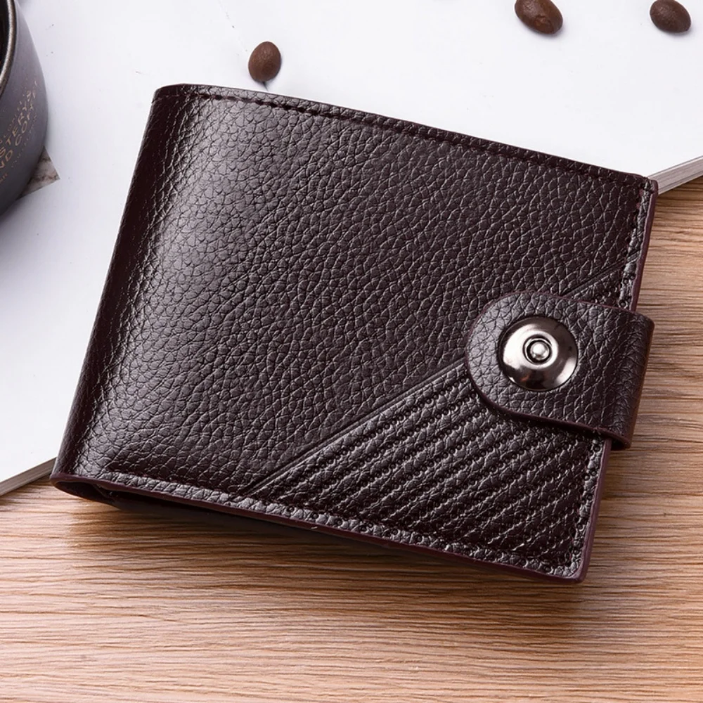 PU Leather Men's Short Wallet Ultra Slim Credit Card Holder Multi Card Case Purse Business Portable 3-fold Youth Fashion Wallet