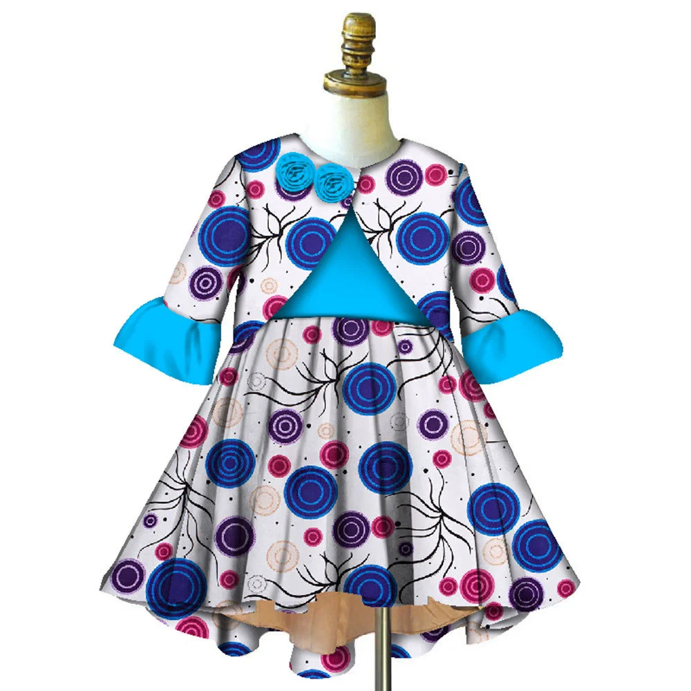 Cute Baby Princess Girls Dress Ankara Appliques Pageant Ball Gowns African Child Dress For Wedding First Communion Photo Shoot