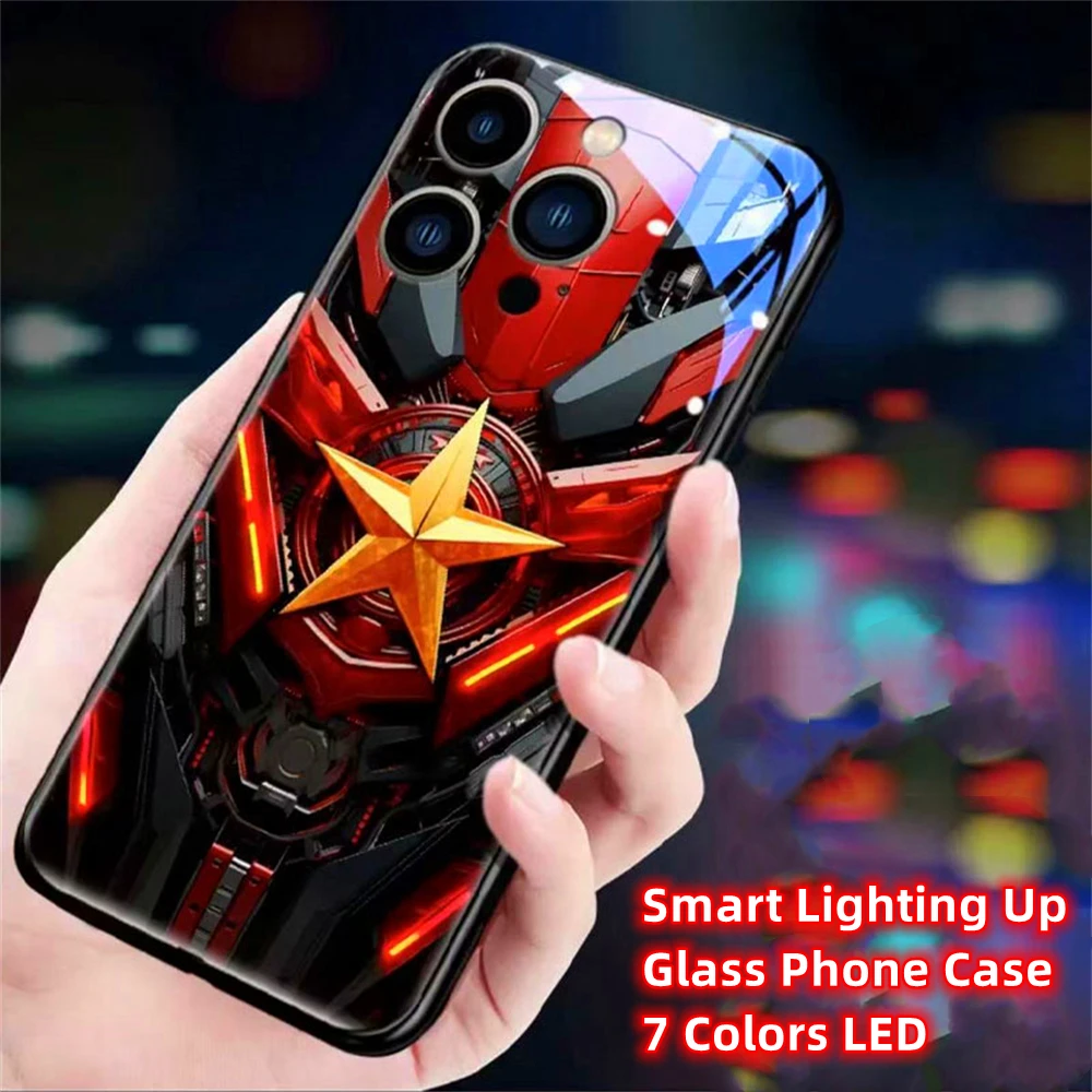 Five Star Battle Armor Sound Control LED Flash Case Luminous Cover For Samsung S24 S23 S22 S21 S20 FE Note 10 20 Plus Ultra A54