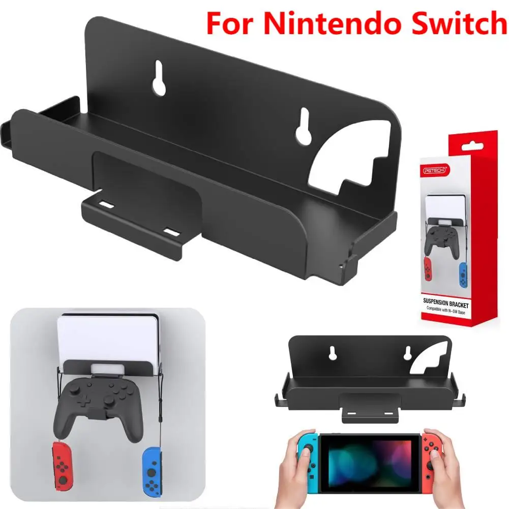 Wall Mount Host Bracket with Controller Hook Stand Holder Handle Storage Rack for Switch/Switch OLED Game Console Accessories