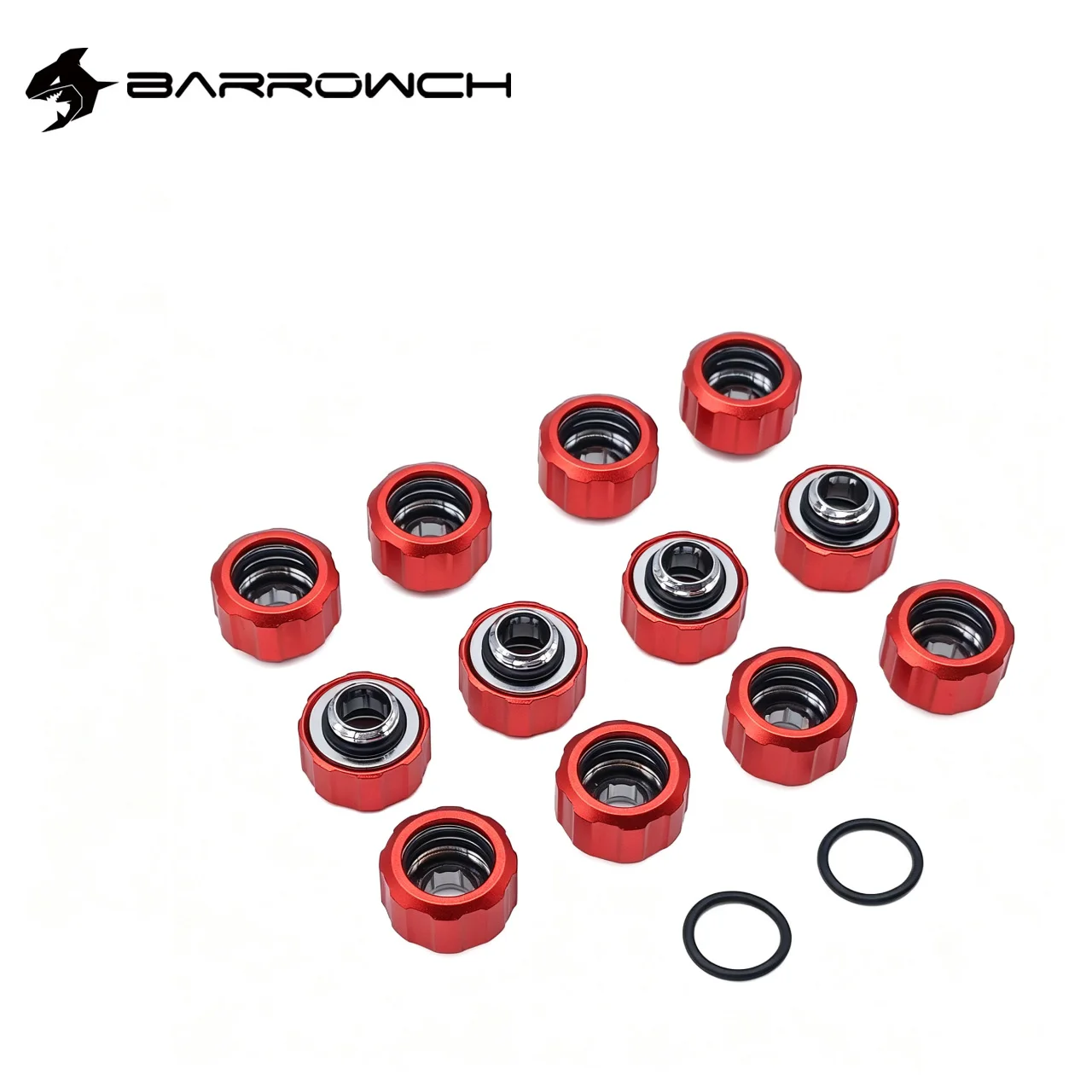 BARROW 12pcs/lot Hand Compression OD16mm Hard Tube Fitting Water Cooling Metal Connector Fitting G1/4'' Thread TEPG Acrylic
