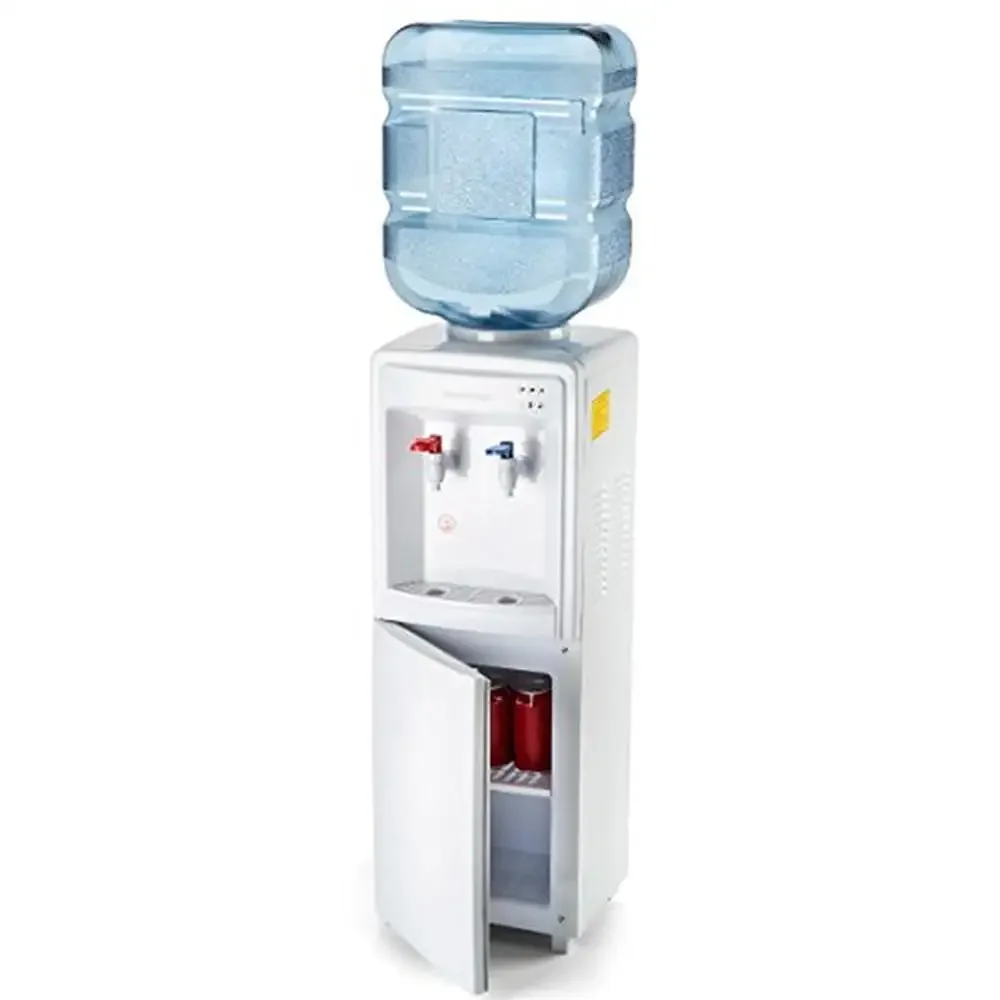 Hot and Cold Water Dispenser with Storage Cabinet Top Loading Freestanding Cooler 3/5 Gallon Tank Thermo-Electric Cooling High