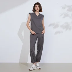 K2112XK2115X T Shirts Pants Cotton Linen Tshirt Ladies Clothes sets Luxury Women's Clothing Wholesale Vest 2 Pieces Sets