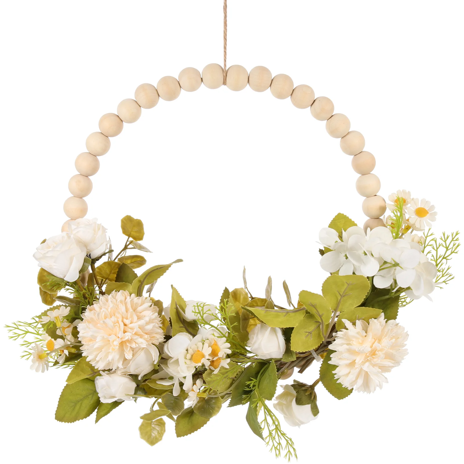 

Faux Wood Bead Garland Plant Wedding Flower Wreath Hanging Decoration Wall Sticker Pendant Door Floral Simulation Bride Spring