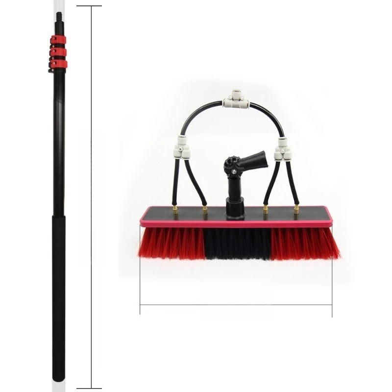 Water Fed Telescopic Pole Cleaning Brush, Extendable Handle, Water Spray Brush