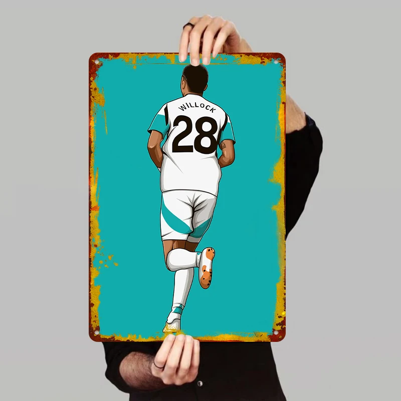 Soccer Player Back View Metal Wall Art Creative Sports Theme Home Decor Bedroom Living Room Hanging Decoration