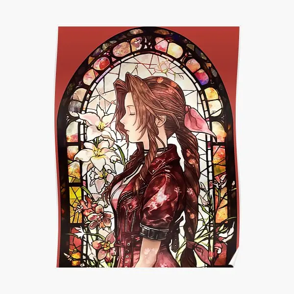 Stained Glass Aerith  Poster Funny Modern Picture Mural Vintage Room Painting Print Decor Home Wall Art Decoration No Frame