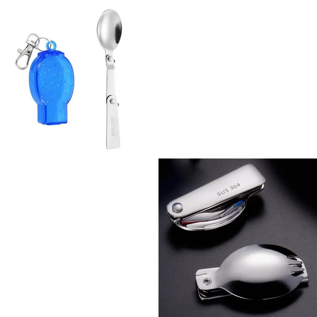 Folding Spoon Fork Sporks Pocket Tableware for Outdoor Hiking Barbecue
