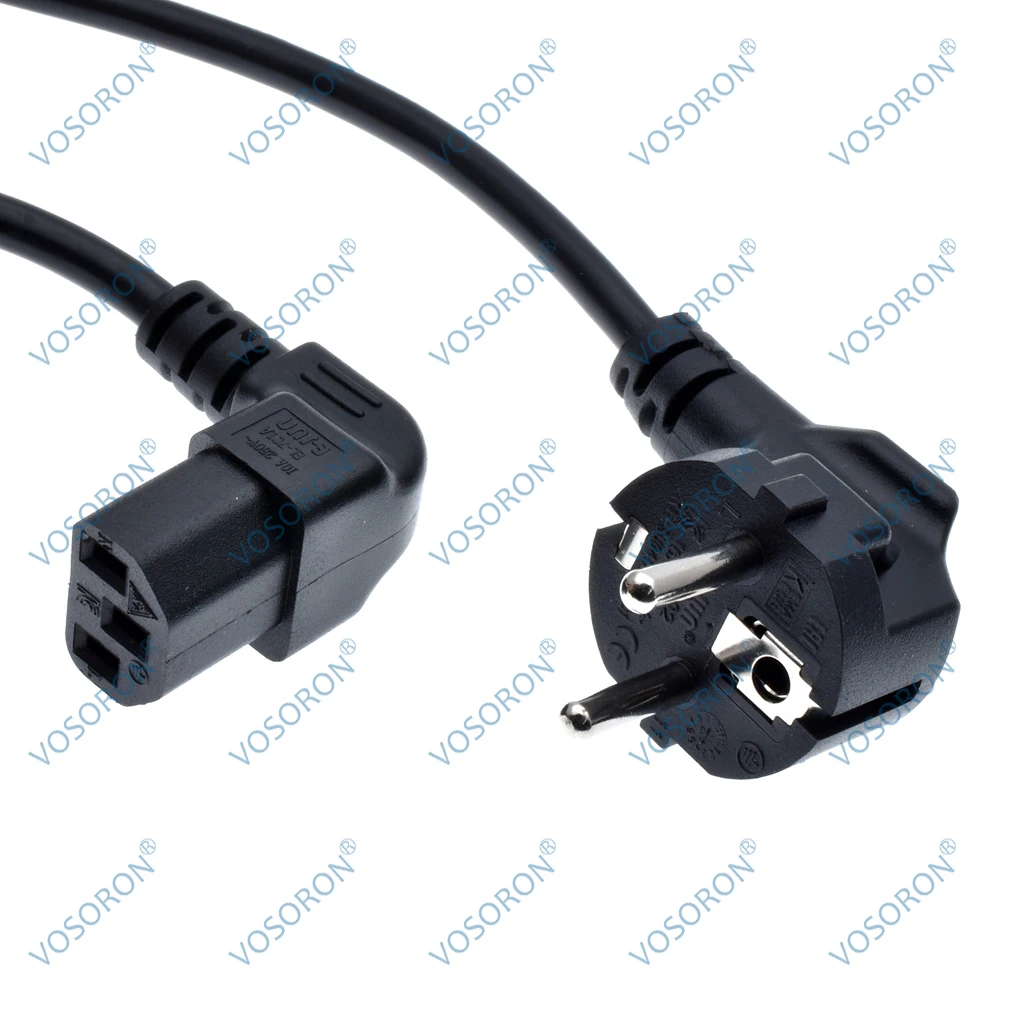 CEE7/7 European Schuko to IEC C13 Power Cords, H05VV-F 0.75mm Cable, EU Schuko to C13 90 Degree Angle Power cord