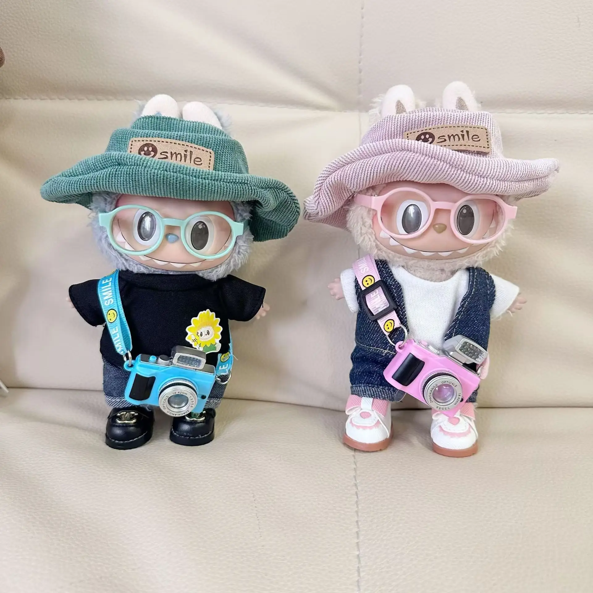 Plush Doll'S Clothes Outfit Accessories For Korea Kpop Exo Labubu Idol Dolls Clothing Fashion Outfit With Hat Camera Overalls