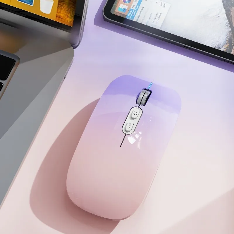 

Беспроводная Bluetooth-мышь с индикатором уровня заряда батареи Регулируемая компактная портативная бесшумная трехрежимная мышь Перезаряжаемая мышь