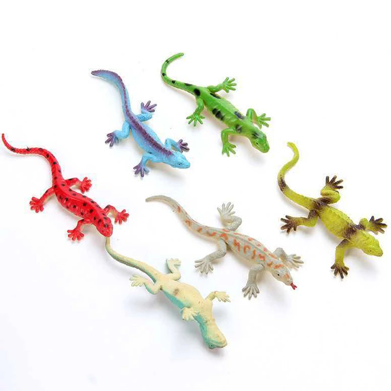 6PCS Small Plastic Lizard Toys Simulation Reptile Animals Figures Kids Classroom Prizes Halloween Party Favors Birthday Gifts