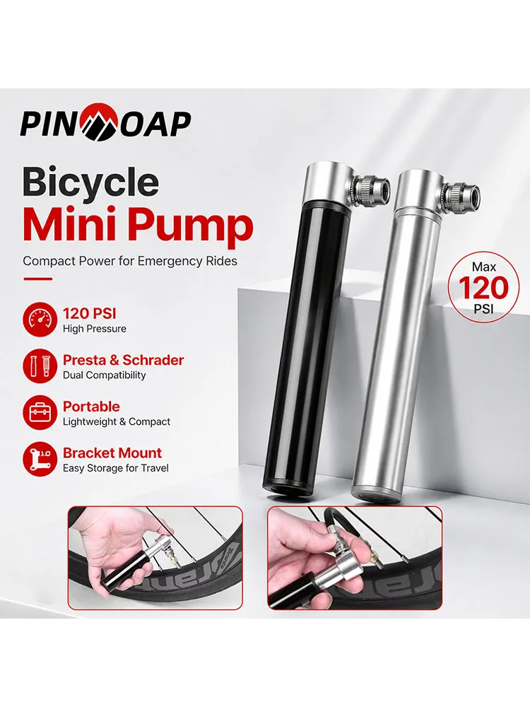 AliExpress pinmoap PINMOAP 1PC Lightweight Bicycle Mini Pump Portable High Pressure Tire Inflator For Presta Schrader Valve Mtb Road Cycling Repair