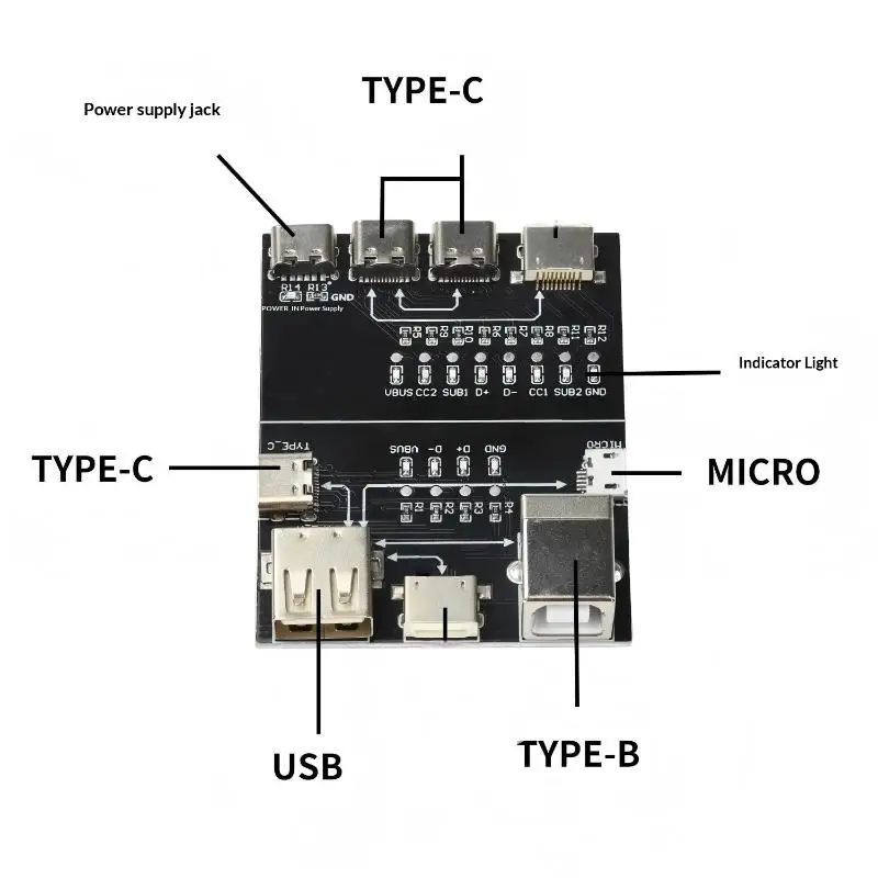 T5 Multifunctional Interface Cable Testing Module Type-C USB Data Line Detection Board For Wire Continuity Test