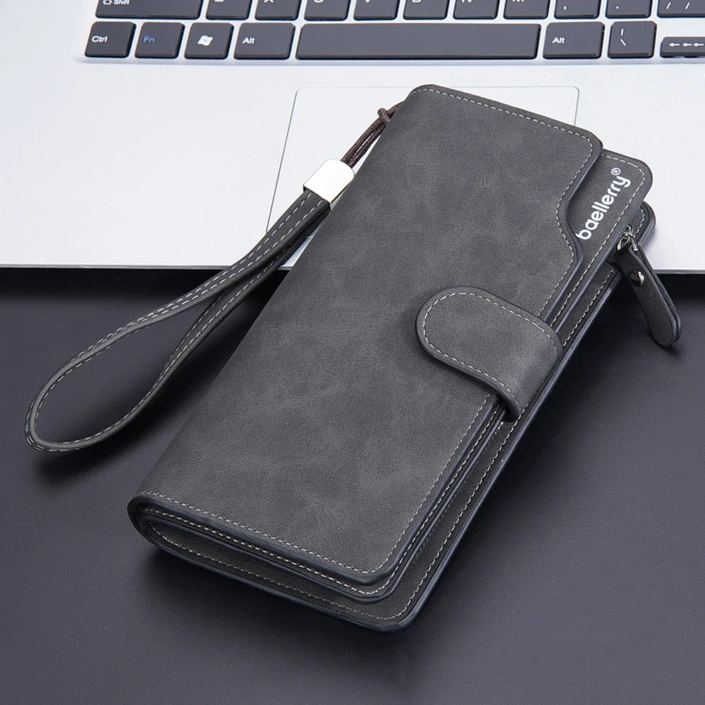 

Baellerry Men Wallets Long Clutch Bag High Quality Card Holder Zipper Male Purse Large Capacity Leather Brand Wallet for Men