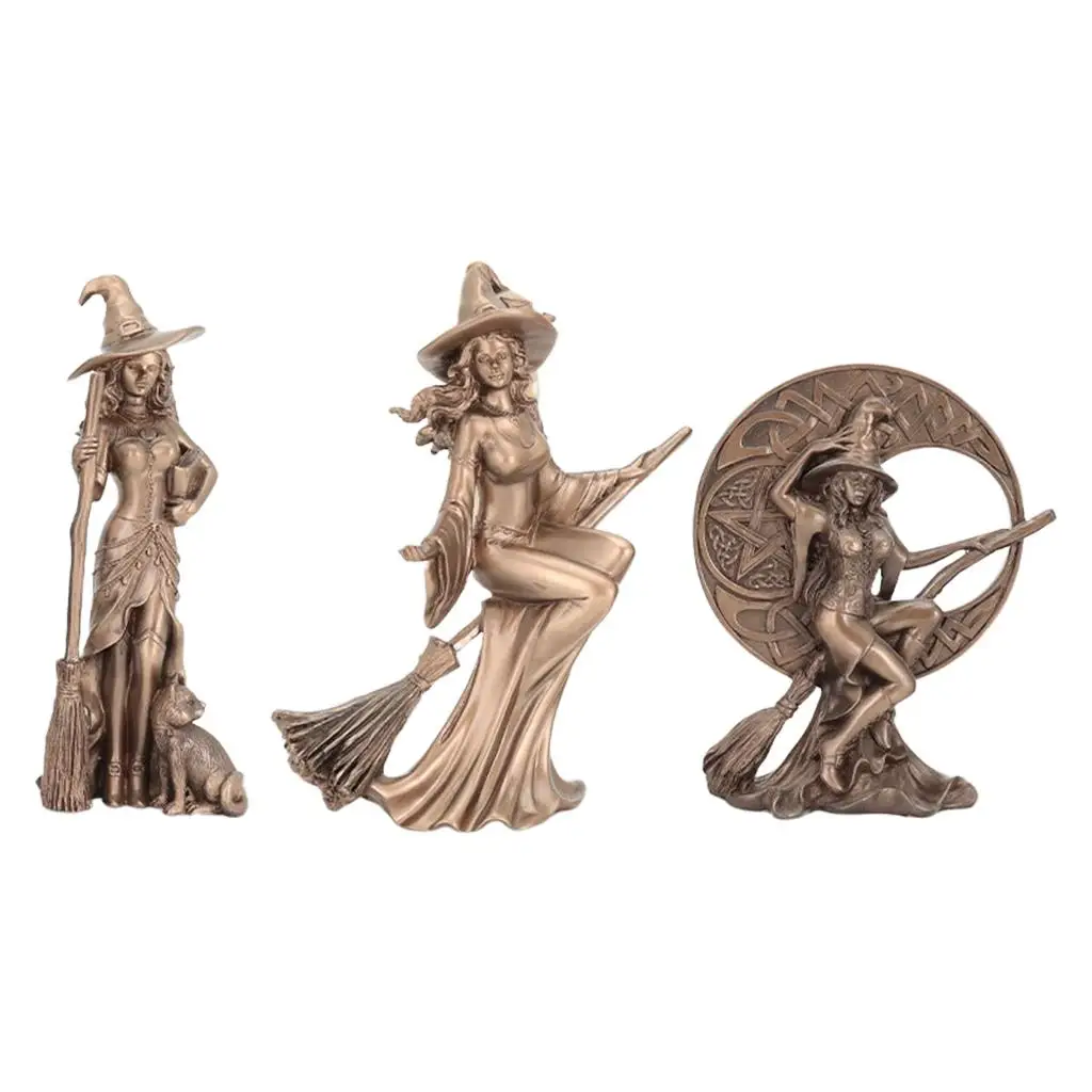 Nordic Creative Abstract Witch Pentacle Witchcraft Figurines Sculpture Desktop Bookshelf Decorative Collectible