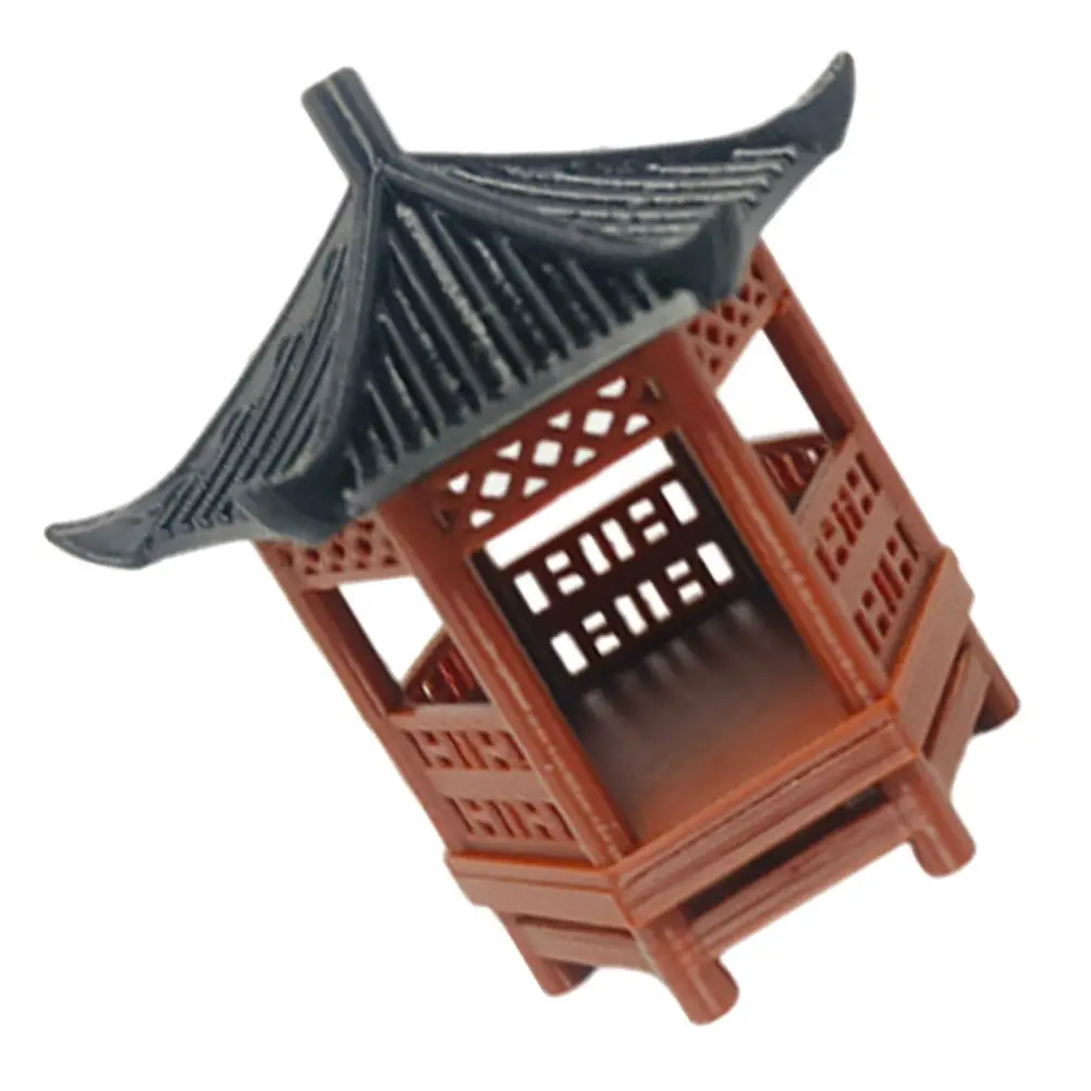 Small Traditional Chinese Pavilion Statue for Tabletop Garden Aquarium Decoration Ancient Architecture Design Indoor Outdoor